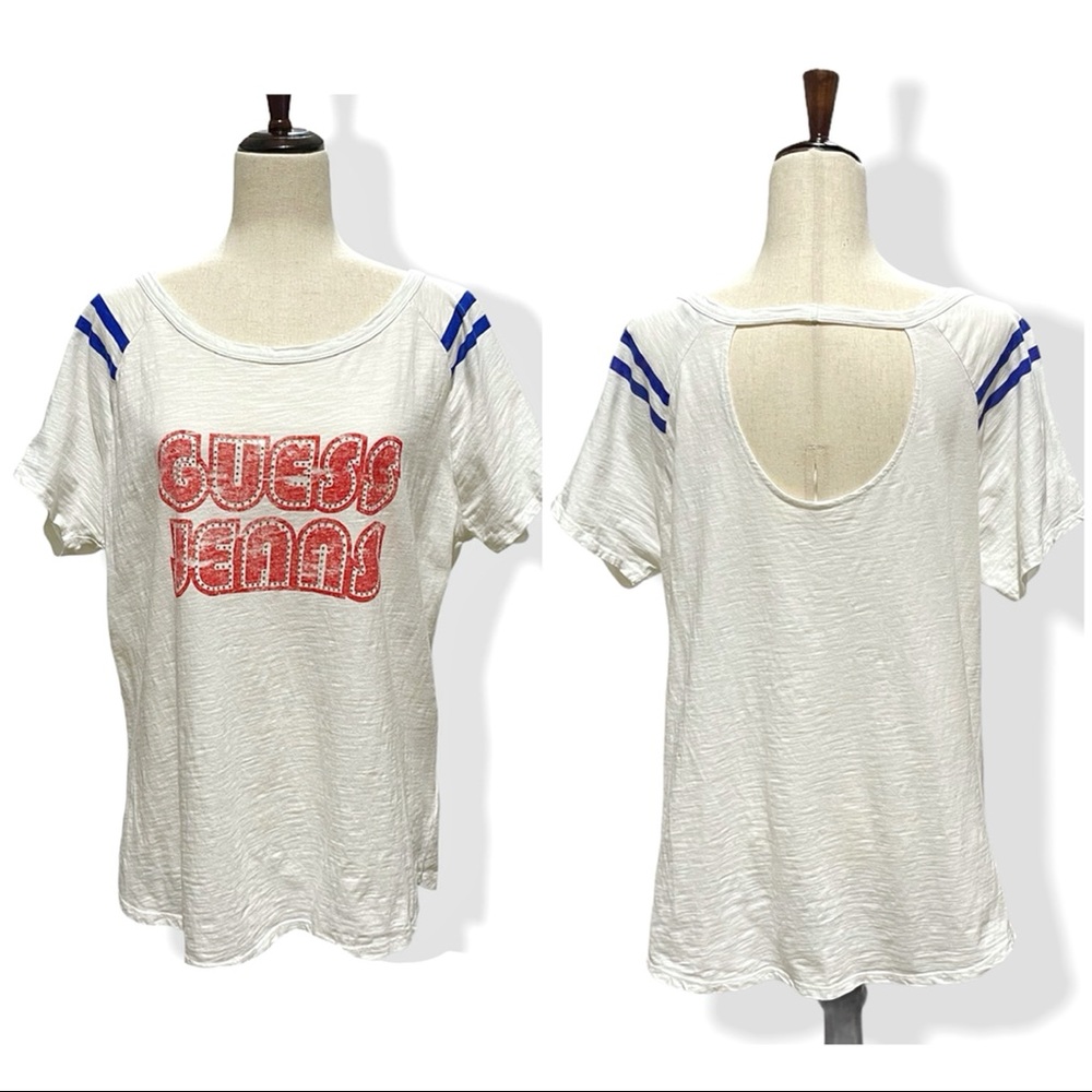 NWOT Guess Jeans Logo Open Back Football Tee